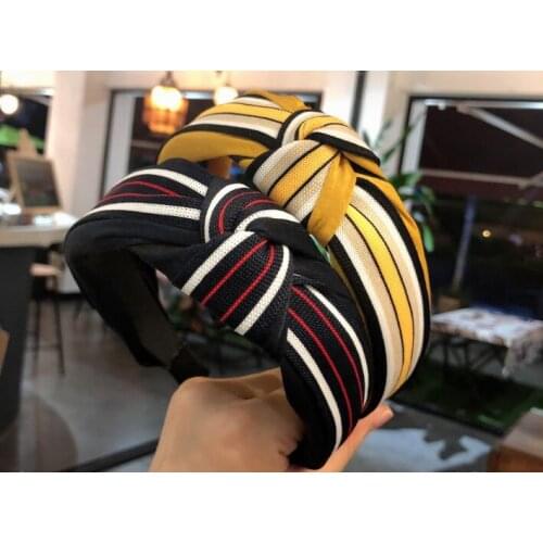 50pcs/lot DIY Simple Multi Fabrics Stripe Head Bands Wash Face Tie Knot Widen HeadBands Hair Styling Tools Accessory HA1585