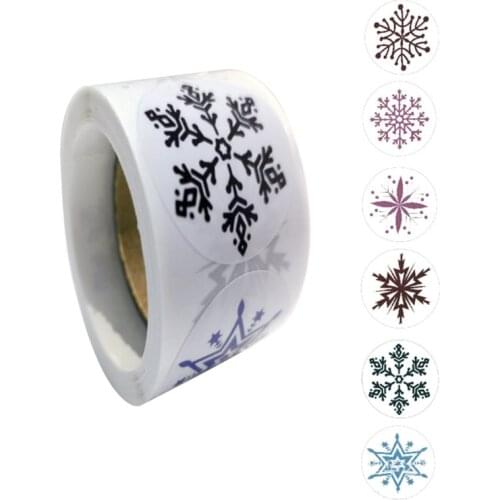 500pcs 6 Styles Christmas Snowflake Stickers Seal Label for Xmas Gift Package Envelope Stationery Sticker