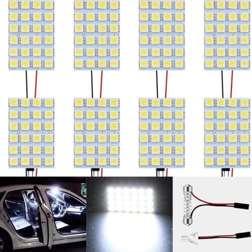 8-Pack 24 SMD White LED Light Car Camper RV Interior Lighting Panel Dome Lamp Map Roof Ceiling Bulb with 8 X T10 Adapter 12V DC