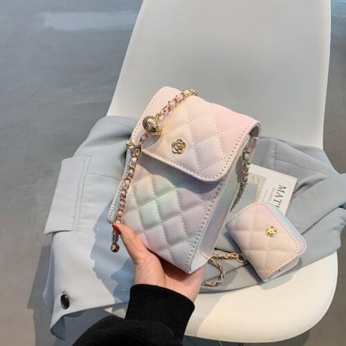 Diamond texture bag female summer new fashion all-match messenger mobile phone bag chain small square bag fashionable purses
