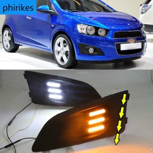 1 Set Car LED DRL Light Daytime Running Light Daylight With Turn Signal Lamp For Chevrolet Chevy AVEO Sonic 2011 2012 2013