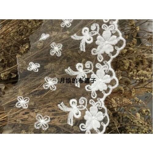 White cotton mesh gauze embroidery lace accessories 10 cm wide