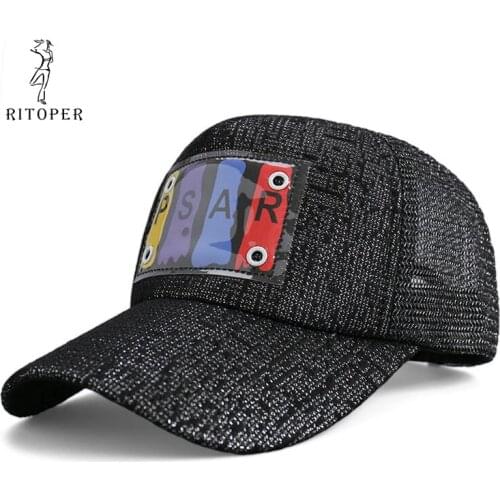 RITOPER Unisex Letter Labeling Baseball Caps Mesh Breathable Baseball Cap StreetWear Fashion Personality Sequin Hat Travel Cap