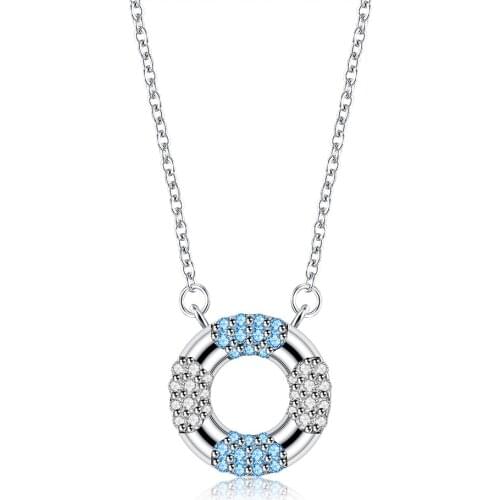 ZEMIOR Necklace For Women 925 Sterling Silver Life Ring Inlay Cubic Zirconia Pendent Necklace Protect Life Meaning Fine Jewelry