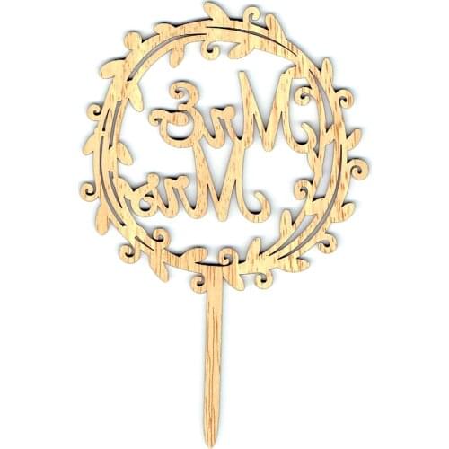 Wooden Round Garland Mr Mrs Wedding Cakes Topper Wedding Party Cake Decor