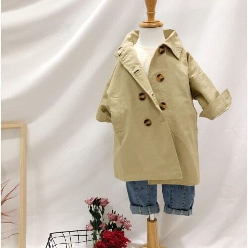 DFXD Spring High Quality Girls Trench Coat Children Clothes Toddler Jacket Windbreaker Fashion Khaki Long Double-Breasted Coat
