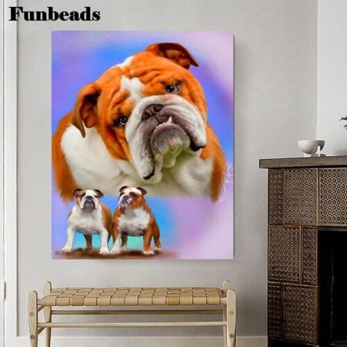 DIY Full Square round Diamond painting English bulldog Diamond mosaic animal pattern Embroidery rhinestone decor pictures FF777