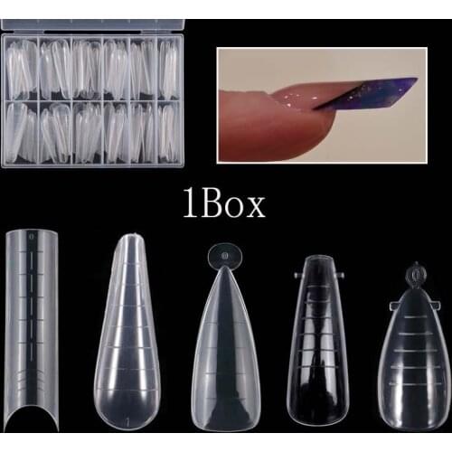 Dual Forms Quick Extension Tips Poly Nail Gel Mold DIY Art UV Gel Builder Fake Tips Reuseable Nail Forms Art Tools