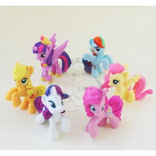 6pcs/lot Action Figures 5cm Horse Doll Six characters Toys Rarity&Rainbow Dash&Twilight Sparkle&Fluttershy&Applejack&Pinkie pie