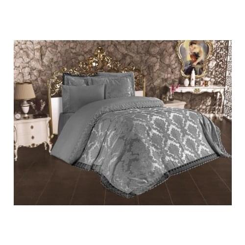 DowryWorld French Lace Lalezar Bridal Set 7 Piece Gray