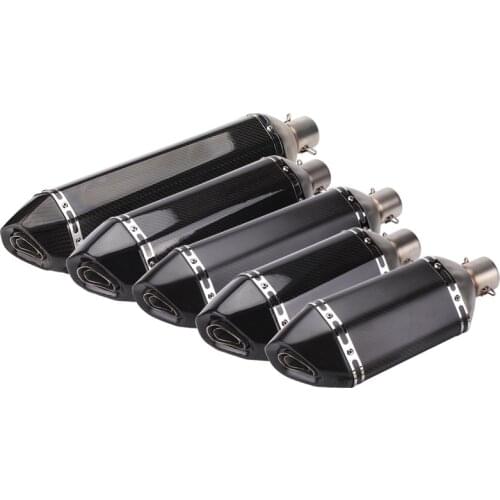 57cm/47cm/37cm Inlet 51mm Motorcycle Exhaust Pipe Muffler Slip On Motorbike Pitbike Scooters Carbon Fiber Escape Moto Universal