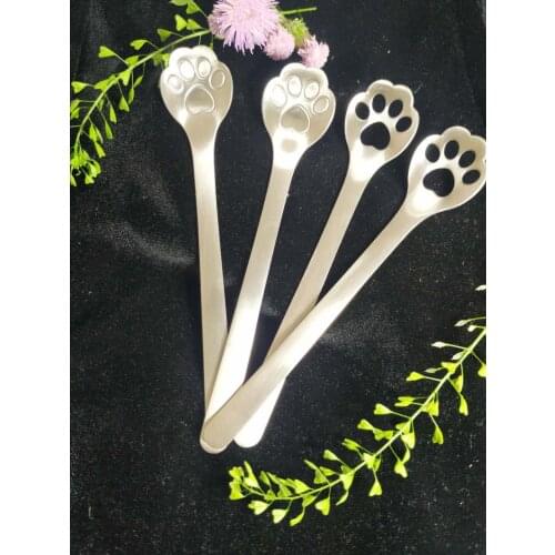 Stainless steel spoon tomato sauce jam long arm cheese fruit jelly coffee tea honey stir cat footprint spoon scoop gift souvenir