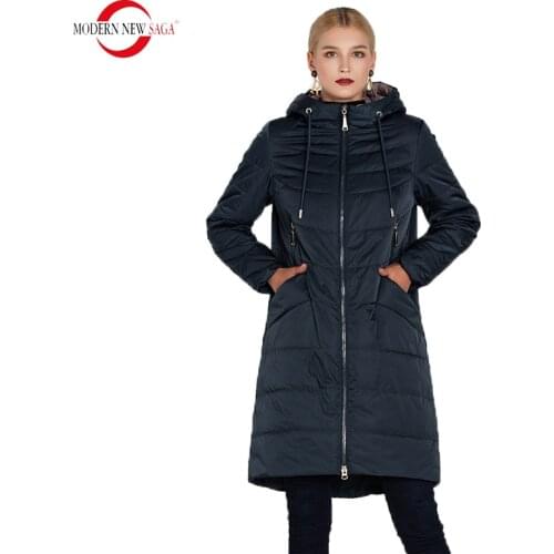 MODERN NEW SAGA 2020 Spring Women Coat Thin Cotton Padded Coat Autumn Long Jacket Quilted Coat Warm Woman Coats And Jackets