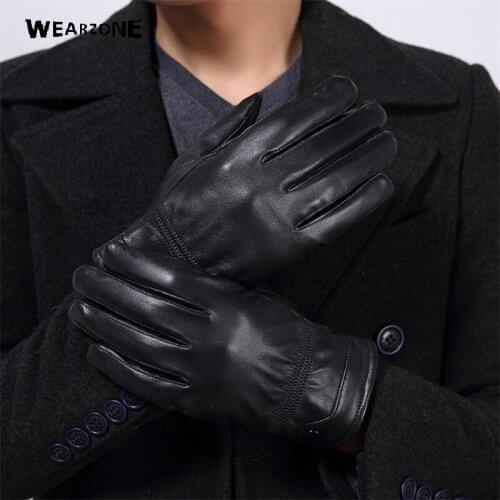 2017 High Quality Guantes Genuine Leather Men Gloves Autumn Winter Thicken Warm Driving sheepskin Gloves Free Shipping