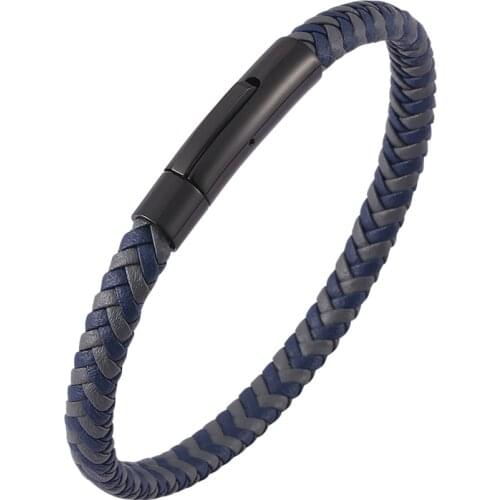 Retro Unisex Jewelry Braided Leather Men Bracelet Stainless Steel Buckle Fashion Ladies Bracelets Woven Leather Bangles SP0456