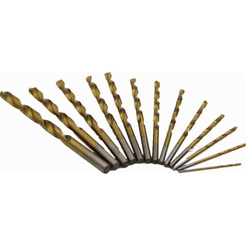 Fixmee New HSS 13Pcs/Set Twisted Drill Bit Set Saw Set Steel Titanium Coated 1.5-6.5mm woodworker DIY drilling 3.2mm 4.8mm