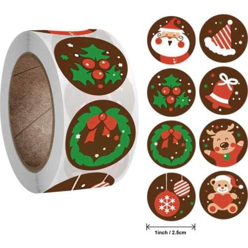 500Pcs Merry Christmas Stickers Candy Bag Sealing Sticker Christmas Gift Box Labels New Year Navidad Xmas Party Decoration