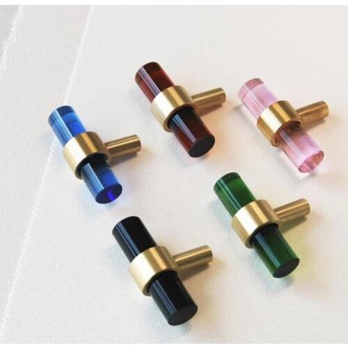 NEW Drawer Pulls Crystal Brass Handle Cabinet Wardrobe Door Drawer Furniture Hardware Single Hole Handle