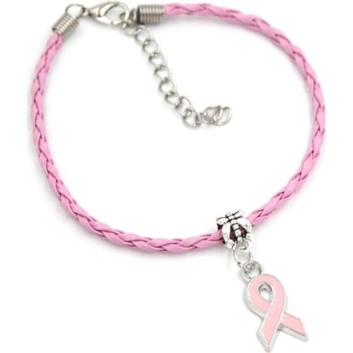 New Arrival Breast Cancer Bracelet Yellow Pink Ribbon Charm Bracelets Awareness Jewelry for Cancer Center Foundation Gifts
