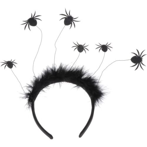 Black Spiders Head - Spider Hair Hoop Novelty Headbands for Kids Adults