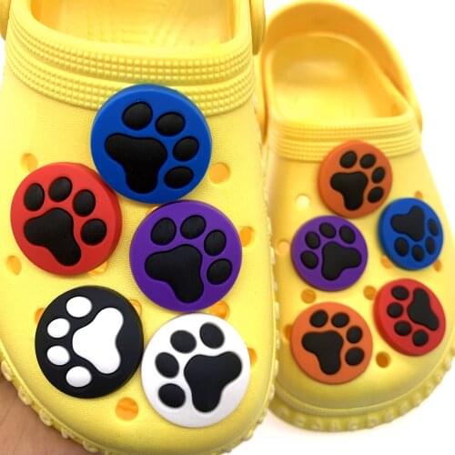 1PCS Cartoon Animal Croc Accessories Cute Dog Paw Print Shoes Charms For Kids Party Gifts Hole Slipper