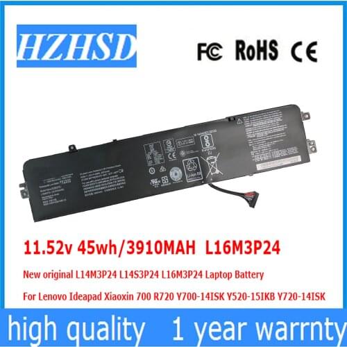 11.52v 45wh/3910MAH L16M3P24 original L14M3P24 L14S3P24 Laptop Battery For Lenovo Ideapad Xiaoxin 700 R720 Y720 Y700-14ISK Y520