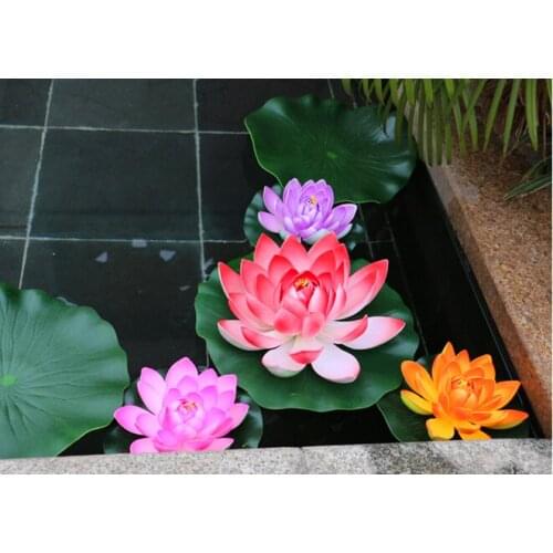 1 PC 28cm Floating Lotus DIY Plastic Water Lily Wedding Home Party Decoration Artificial Flower Mariage Fake Plants Garden Decor