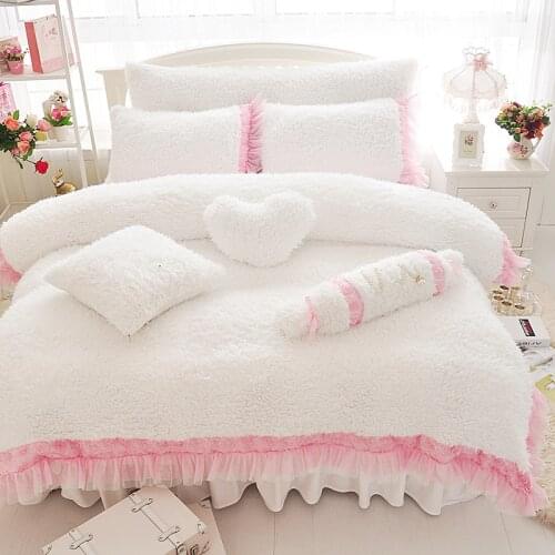 Luxury Plush Shaggy Duvet Cover Set 4/7Pcs Comforter Cover Bedspread Bed Skirt Pillow Shams Ultra Soft Velvet Fur Bedding set