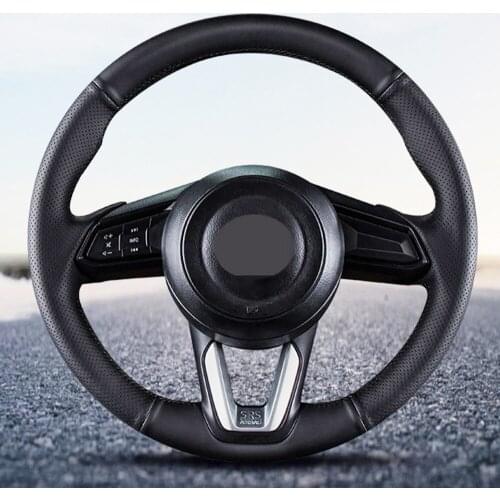 DIY Black Faux Leather Car Steering Wheel Cover For Mazda 3 Onxeira CX4 Atenza CX5 CX30 Interior Accessories Comfortable