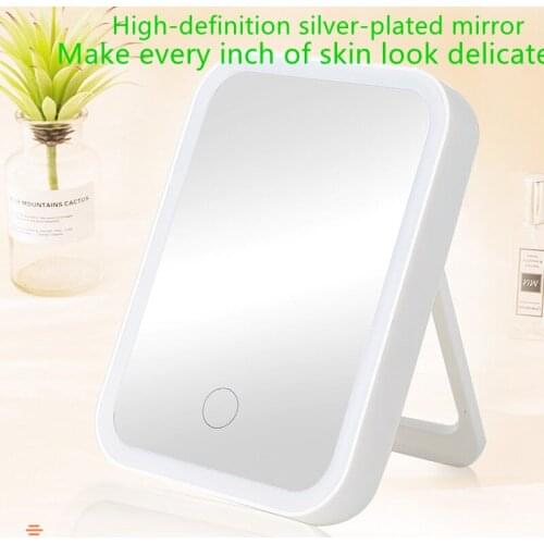 LED Makeup Mirror Dressing Table Foldable USB Charging Makeup Mirror Touch Dimming Desktop Makeup Mirror Desktop Makeup Mirror