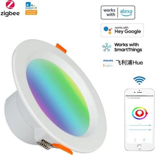 Tuya Zigbee 3.0 Smart Led Downlight RGBCW 2.5 3.5 4 Inch Round Ceiling Light Indoor Spotlighting Alexa SmartThings Smart Remote