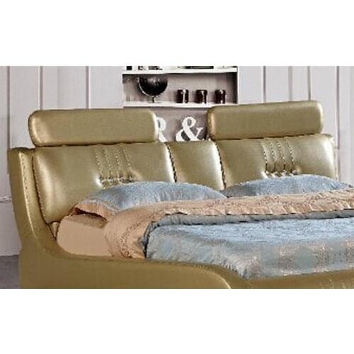 High quality factory price royal large king size Genuine leather soft bed bedroom furniture soft bed 4195