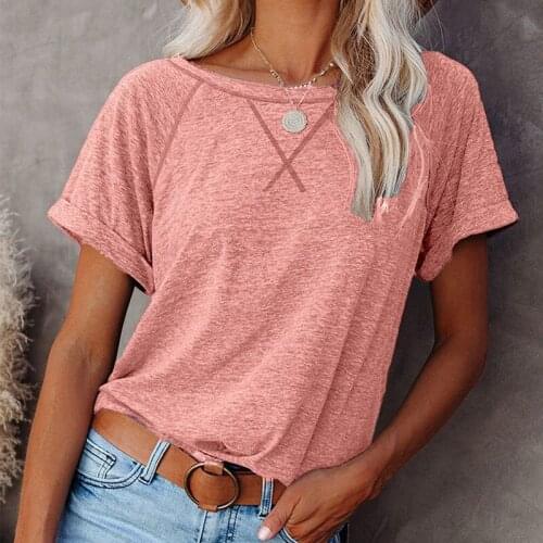 Laamei High Quality Solid T-shirt Women Basic T Shirt Cotton Elastic T-shirts Female Summer Casual Tops Short Sleeve T-shirt