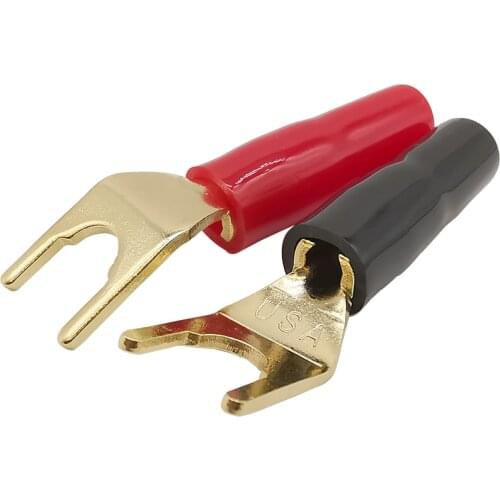 2Pcs U/Y Type High quality Banana Connector Gold-plated Copper Banana Plug With Plastic Handle Case