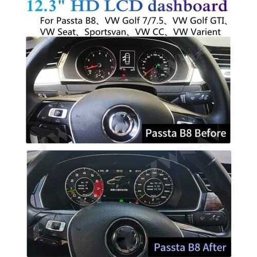 12,3 "LCD Car Dashboard Display For VW B8 PASSAT CC Golf 7 GTI Teramont LCD Variant Android Multimedia GPS Navigation Head Unit