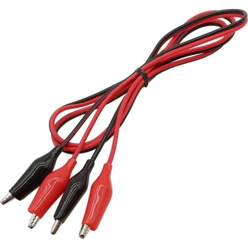 1Pcs 1 Meter Red and Black Double Alligator Clips Crocodile Test Clip Cable Electrical Jumper Wire DIY for Multimeter