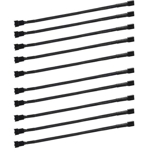 10PCS 4 Pin PWM Fan Extension Power Cable Connector Case Male to Female Extending Cables Compatible with 4 Pin/3Pin Fan