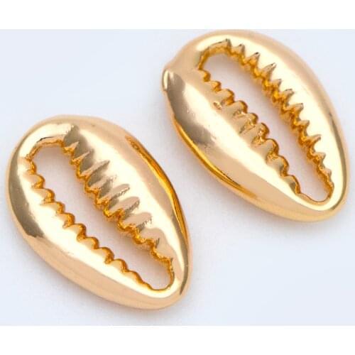 10pcs Gold Tone Shell Charm Pendants 13x8.5mm, Seashell Shaped Beads Connectors For Jewelry Making Accessories (GB-1097)
