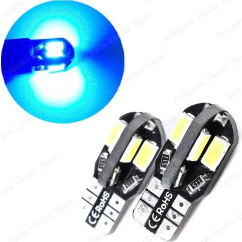 10Pcs Blue T10 W5W 5630 8SMD LED Canbus Error Free Car Bulbs 168 194 2825 Clearance Lamps License Plate Reading Lights 12V