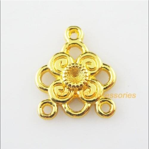 20Pcs Gold Color Flower Clover Charms Connectors Pendants 17x20mm
