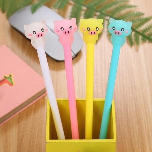 24 Pcs Creative Stationery Piglet Neutral Pen Cute Student Black Ink Cartoon Signature Pen Wholesale