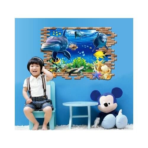 3 d Marine underwater world frosted UV creative personality fashion wall stickers on the wall