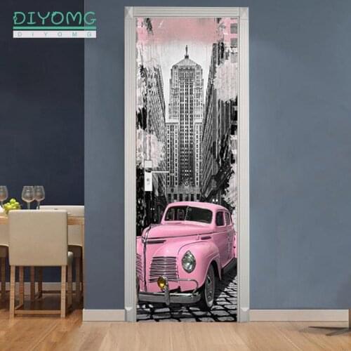 77x200cm 3D Door Sticker DIY art For room self-Adhesive Wall Murals Waterproof Vinyl Removable Modern Art Door Decals Home Decor