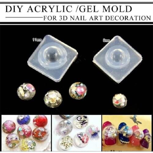 3D Carving Silicone Mold Nail Stamping Concave-Convex with Hollow Ball Tridimensional UV Gel Acrylic Crystal Nails Template
