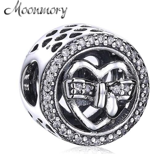 Moonmory 2020 Autumn New Arrival Pure 925 Sterling Silver Butterfly Hearts Charms Beads Fits Snake Bracelet DIY Jewelry Marking