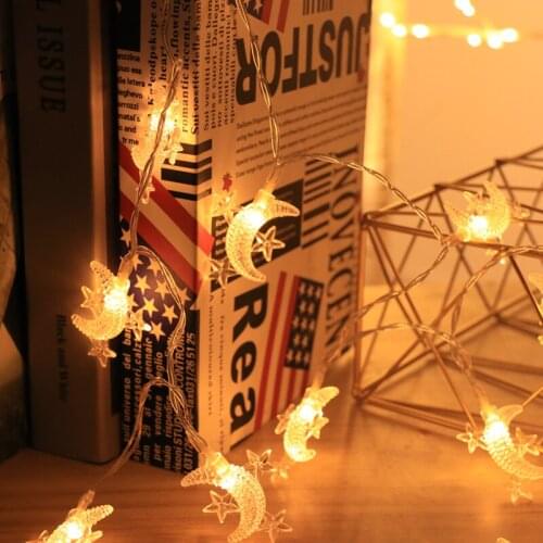 Chicinlife 1Set Moon Star Led Lamp String Lights Birthday Wedding Home Decor EID MUBARAK Ramadan Islam Muslim Eid Party Supplies