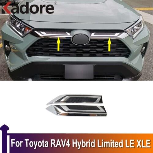 For Toyota RAV4 RAV 4 Hybrid Limited LE XLE 2019 2020 ABS Chrome Front Grill Cover Trims Strip Car Sticker Exterior Accessories