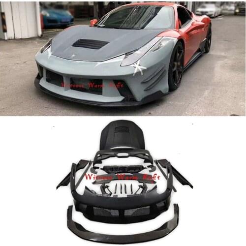 FRP / Carbon fiber wide body kit for Ferrari 458 tuning body kit front bumper rear bumper side skirts apron engine bonnet hood