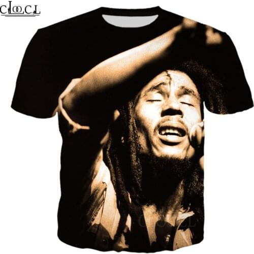 HX Unisex T-Shirt Men Streetwear Popular Singer Bob Marley 3D Print Harajuku Short Sleeve Casual Pullover Drop Shipping