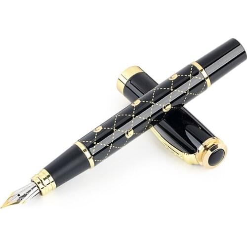 Jinhao 500 Iraurita 0.5mm Fine Nib Fountain Pens Grid Pattern Metal Writing Pen Tools Stationery for Student School Office